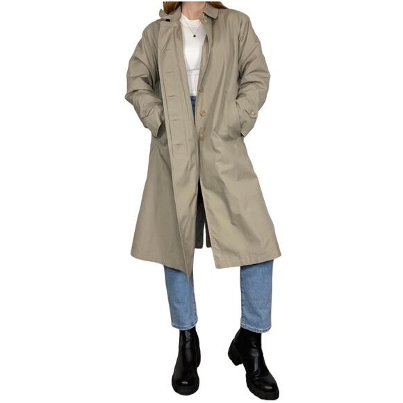 Vintage 90s Dry Dock Neutral Tan Oversized Size 10 Longline Raincoat/Trench Coat - Picture 5 of 15